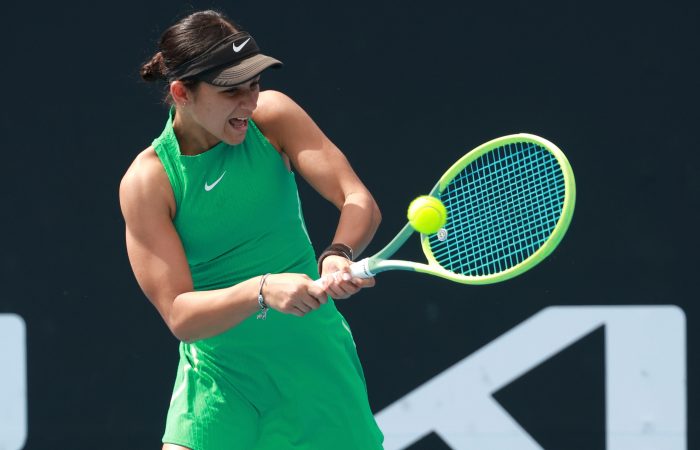 January 22: Renee Alame (AUS) (green dress) and Alana Subasic (AUS) (aqua top) play Asylzhan Arystanbekova (KAZ) and Yulia Perapekhina on court 7 during the 2024 Australian Open on Monday, January 22, 2024. Photo by TENNIS AUSTRALIA/ HAMISH BLAIR