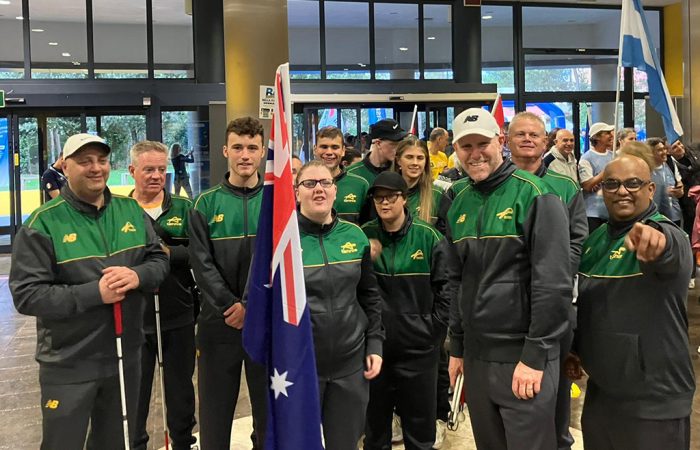 The Australian team at the 2024 IBTA Blind and Low Vision Tennis World Championships in Lignano Sabbiadoro, Italy.