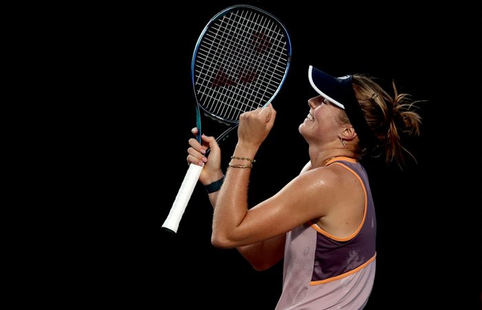 Australia's Olivia Gadecki celebrates her WTA Guadalajara semifinal victory over Colombia's Camila Osorio (Credit: Ulises Ruiz/AFP via Getty Images)