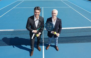 Tennis Australia Chief Commercial Officer Cedric Cornelis (L) and Deloitte Australia TMT Consulting Industry Lead Jason Start.