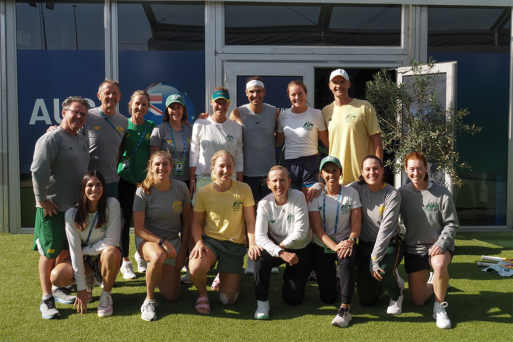 Australian BJK Cup team with Rafael Nadal (Tennis Australia)