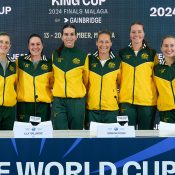 Australia's Billie Jean King Cup team of (L-R) Ellen Perez, Kimberly Birrell, Ajla Tomljanovic, captain Sam Stosur, Olivia Gadecki and Daria Saville. [Getty Images]