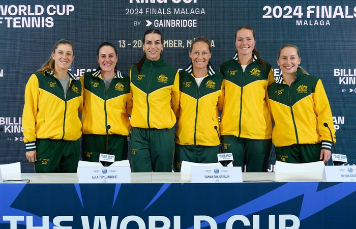 Australia's Billie Jean King Cup team of (L-R) Ellen Perez, Kimberly Birrell, Ajla Tomljanovic, captain Sam Stosur, Olivia Gadecki and Daria Saville. [Getty Images]