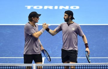 Max Purcell and Jordan Thompson defeat Nikola Mektic and Wesley Koolhof in their group-stage match at the 2024 ATP Finals in Turin. Photo: Getty Images