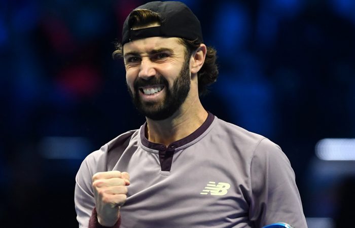 Jordan Thompson in action at the ATP Finals in Turin, Italy. Photo: Getty Images