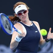 Maya Joint defeats compatriot Maddison Inglis in the opening round of the 2025 Brisbane International at Pat Rafter Arena on Sunday. Photo: Chris Hyde/Getty Images