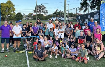 Kempsey Tennis Club members welcome the Australian Tennis Foundation's Rally as One Roadshow.