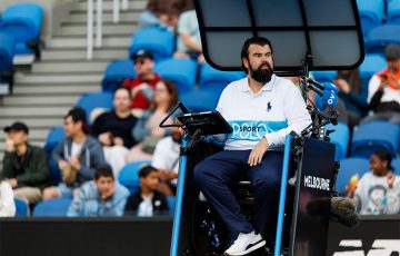 Matthew Kellert, Chair umpiring during Australian Open 2024, is a finalist for the Excellence in Officiating award at the Australian Tennis Awards