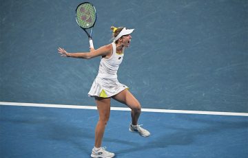 Storm Hunter celebrates her second-round win over Laura Siegemund at Australian Open 2024. [Getty Images]