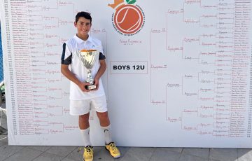 Novak Palombo after winning the boys' 12-and-under Orange Bowl in Plantation, USA. Photo: Supplied