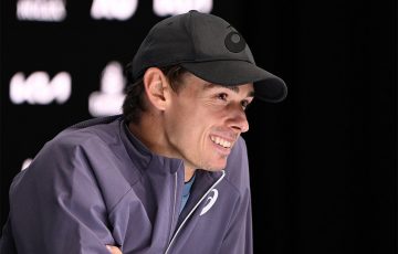 Alex de Minaur was all smiles in his press conference after securing his place in the AO 2025 quarterfinals. (Vince Caligiuri/Tennis Australia)