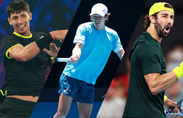 (L-R) Alexei Popyrin, Alex de Minaur and Jordan Thompson will be seeded at Australian Open 2025. 