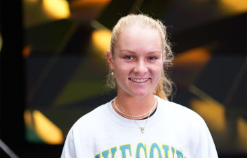 January 11: , Emerson Jones (AUS) poses in the studio, behind the scenes at the Australian Open at Melbourne Park on Saturday, January 11, 2025. Photo by TENNIS AUSTRALIA/ SCOTT BARBOUR